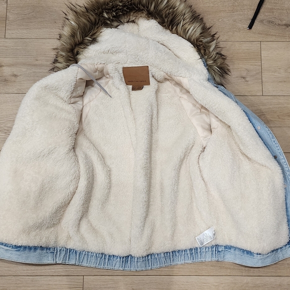 Faux Fur Hooded Denim Jacket - Picture 3 of 5